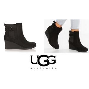 UGG Indra Waterproof Wedge Ankle Bootie Black size 7.5